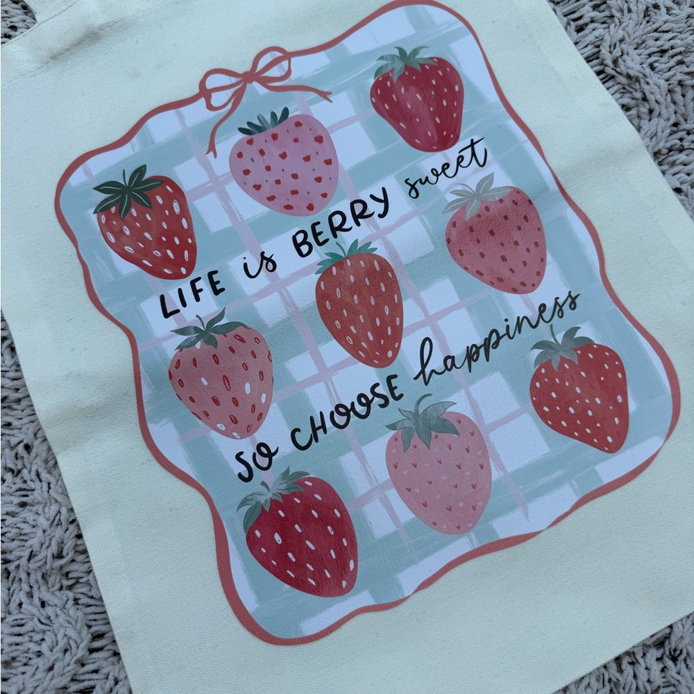 Strawberry Themed Tote Bag